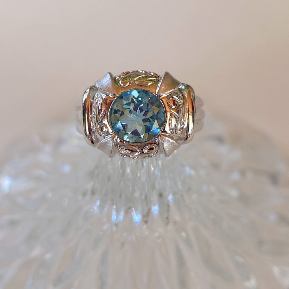 Genuine Sterling silver and Blue Topaz Ring